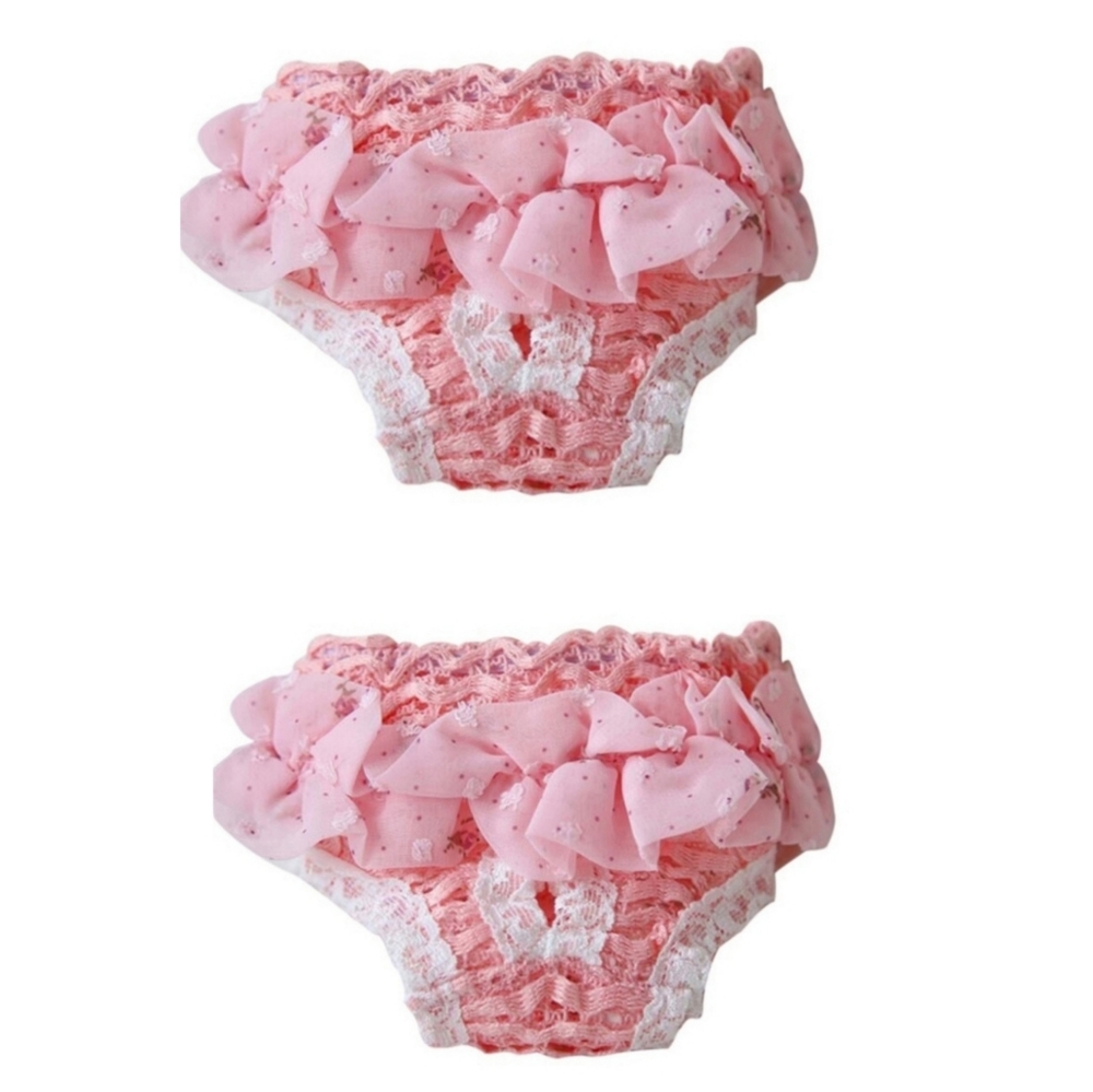 NWT 2 Pair Of Ruffled Pink Floral Puppy Bottoms
